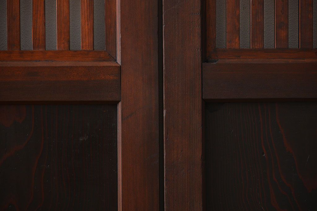 アンティーク 古い木の格子帯戸 2枚セット(引き戸)