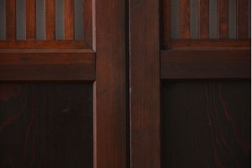 アンティーク 古い木の格子帯戸 2枚セット(引き戸)