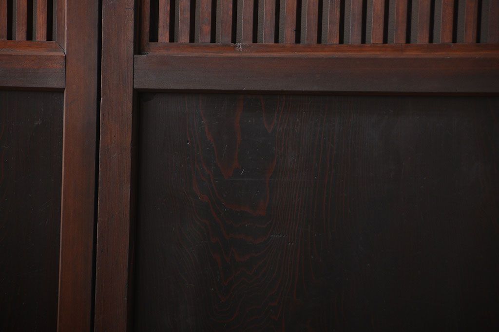 アンティーク 古い木の格子帯戸 2枚セット(引き戸)