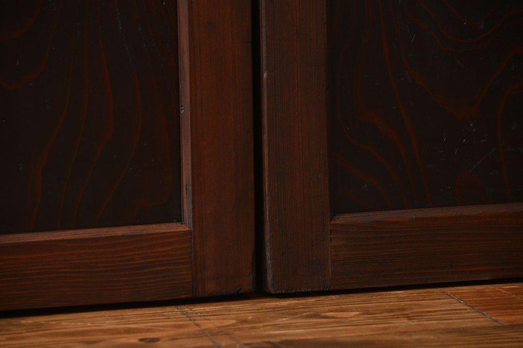 アンティーク 古い木の格子帯戸 2枚セット(引き戸)