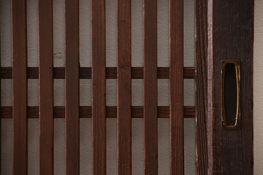 アンティーク 古い木の格子帯戸 2枚セット(引き戸)