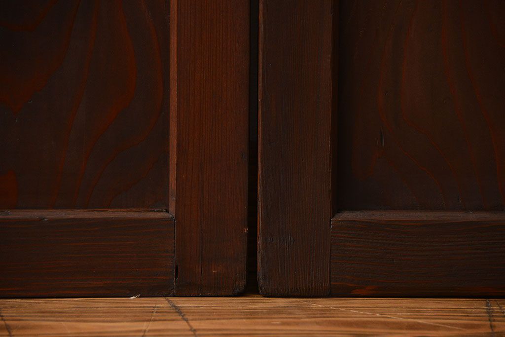 アンティーク 古い木の格子帯戸 2枚セット(引き戸)