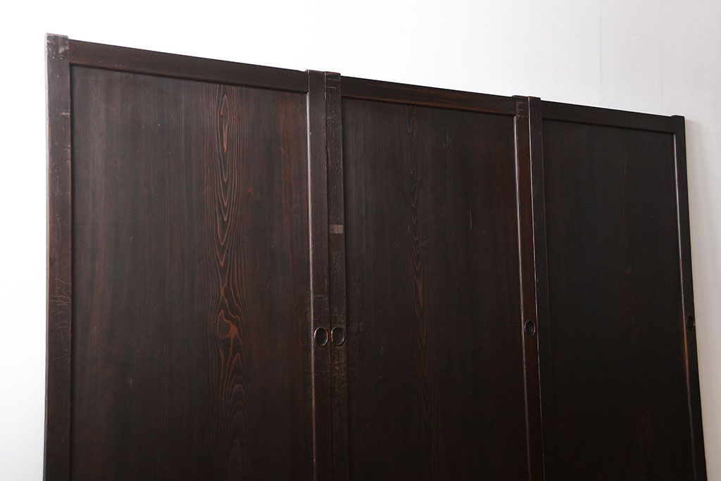 古民具・骨董 杉材一枚板 味わい深い板戸 3枚セット(帯戸)