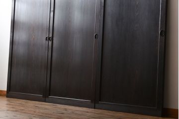 古民具・骨董 杉材一枚板 味わい深い板戸 3枚セット(帯戸)