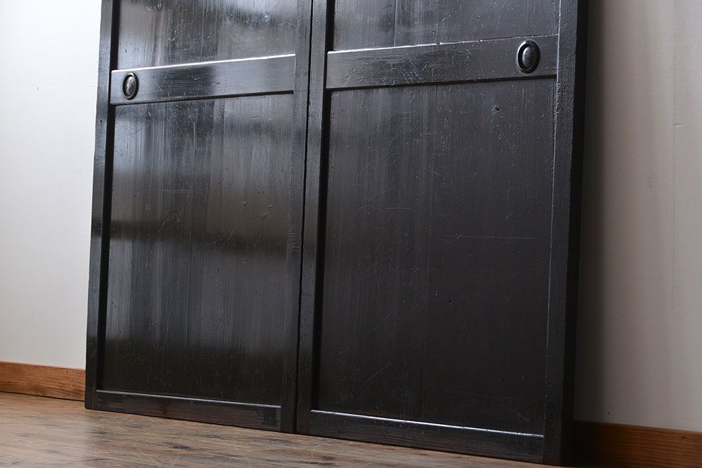 アンティーク 煤けた時代帯戸 2枚セット(建具、板戸)