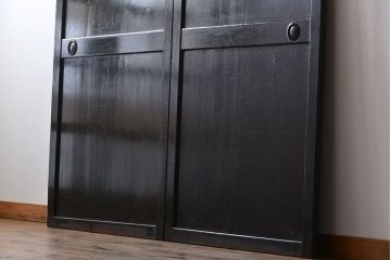 アンティーク 煤けた時代帯戸 2枚セット(建具、板戸)