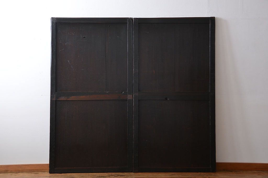アンティーク 煤けた時代帯戸 2枚セット(建具、板戸)