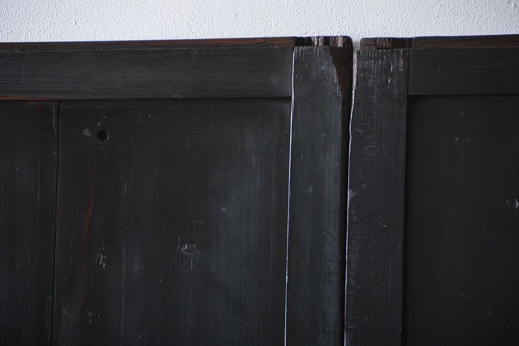 アンティーク 煤けた時代帯戸 2枚セット(建具、板戸)