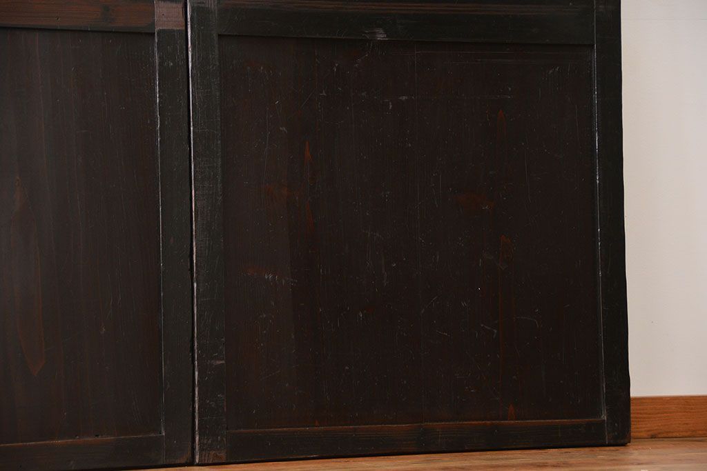 アンティーク 煤けた時代帯戸 2枚セット(建具、板戸)