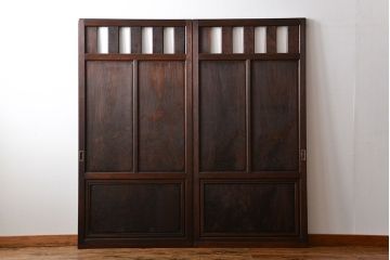 古民具・骨董 杢目の素晴らしい無双帯戸 2枚セット(板戸、古民家)