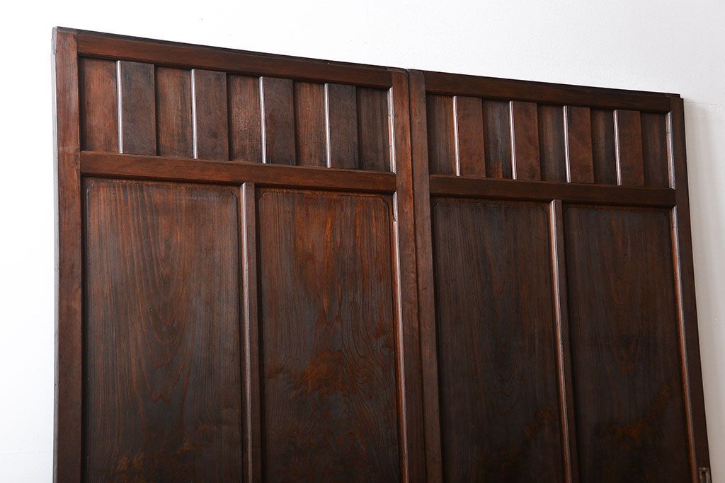 古民具・骨董 杢目の素晴らしい無双帯戸 2枚セット(板戸、古民家)