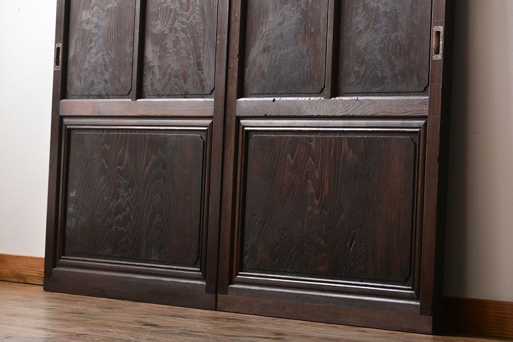 古民具・骨董 杢目の素晴らしい無双帯戸 2枚セット(板戸、古民家)