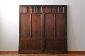 古民具・骨董 杢目の素晴らしい無双帯戸 2枚セット(板戸、古民家)