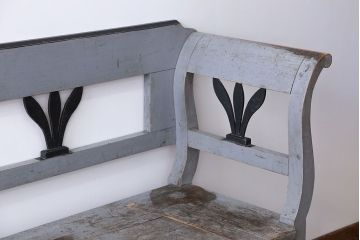 アンティーク家具　イギリスアンティーク 収納ボックス付き!オリジナルペイントの特大ベンチ