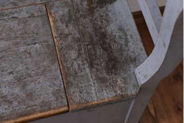 アンティーク家具　イギリスアンティーク 収納ボックス付き!オリジナルペイントの特大ベンチ