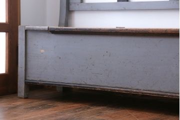 アンティーク家具　イギリスアンティーク 収納ボックス付き!オリジナルペイントの特大ベンチ