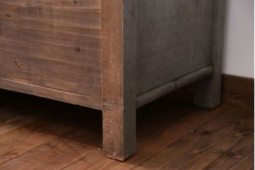 アンティーク家具　イギリスアンティーク 収納ボックス付き!オリジナルペイントの特大ベンチ