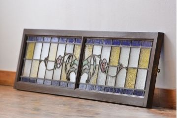 アンティーク 日本製 大正ロマン ステンドグラス 明り取り(ガラス欄間)