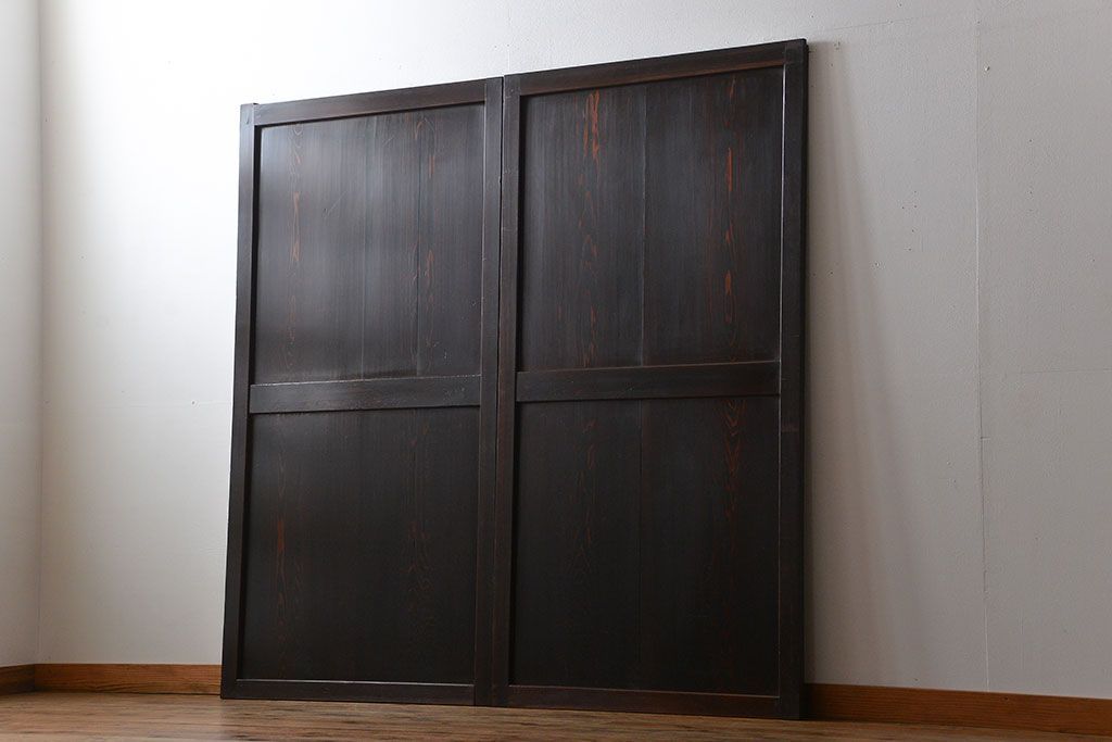 古民具・骨董 味のある帯戸2枚セット(引き戸、抜戸)