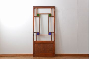 アンティーク 大正ロマン　色ガラス入りの上質な扉(ドア)