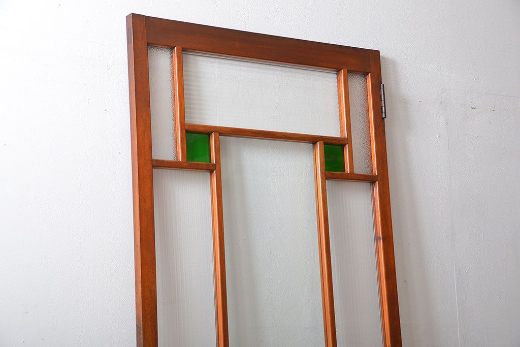 アンティーク 大正ロマン　色ガラス入りの上質な扉(ドア)