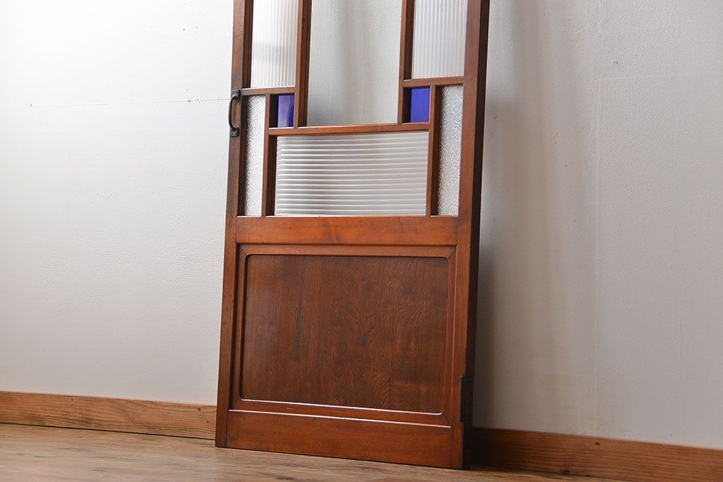 アンティーク 大正ロマン　色ガラス入りの上質な扉(ドア)