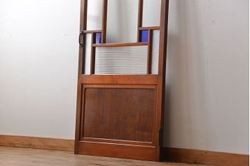 アンティーク 大正ロマン　色ガラス入りの上質な扉(ドア)