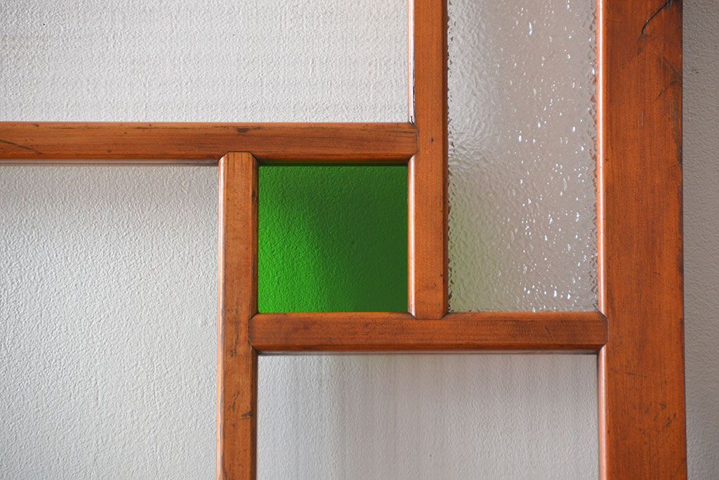 アンティーク 大正ロマン　色ガラス入りの上質な扉(ドア)