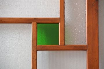 アンティーク 大正ロマン　色ガラス入りの上質な扉(ドア)