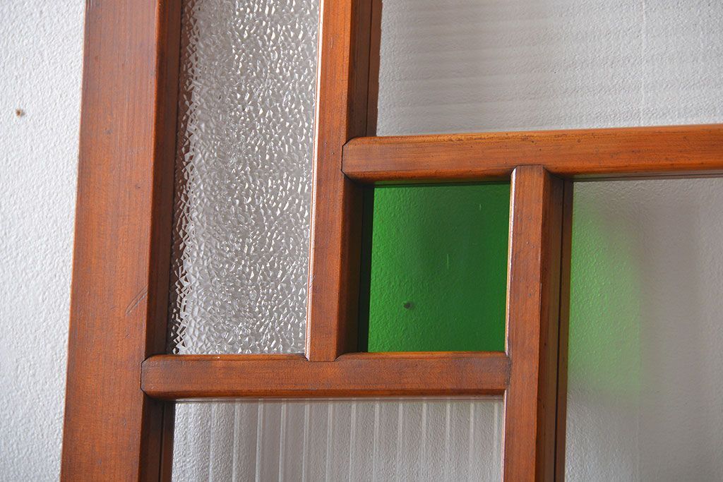 アンティーク 大正ロマン　色ガラス入りの上質な扉(ドア)