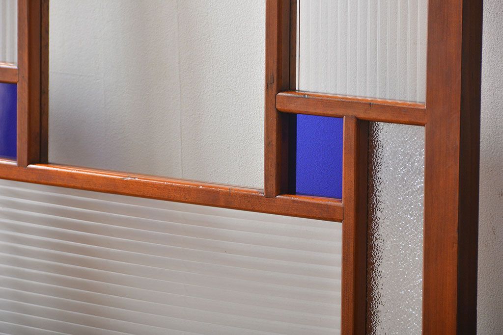 アンティーク 大正ロマン　色ガラス入りの上質な扉(ドア)