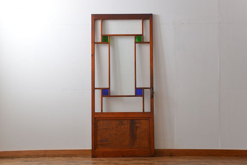 アンティーク 大正ロマン　色ガラス入りの上質な扉(ドア)