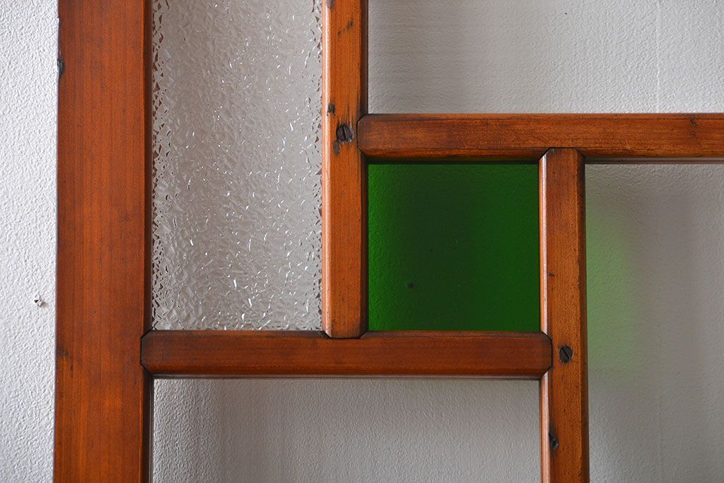 アンティーク 大正ロマン　色ガラス入りの上質な扉(ドア)