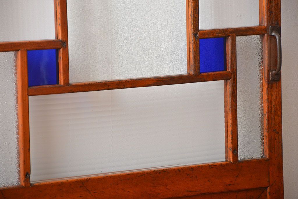 アンティーク 大正ロマン　色ガラス入りの上質な扉(ドア)