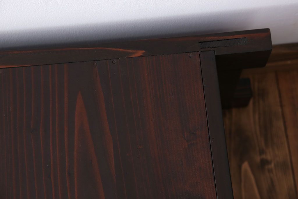 アンティーク家具　古民具・骨董 5杯引き出し　横長ローボード(1)(置き床、置床、水屋箪笥、テレビ台、キャビネット、収納棚)