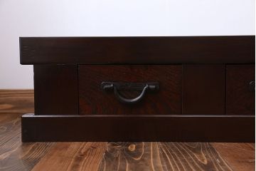 アンティーク家具　古民具・骨董 5杯引き出し　横長ローボード(1)(置き床、置床、水屋箪笥、テレビ台、キャビネット、収納棚)