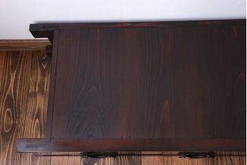 アンティーク家具　古民具・骨董 5杯引き出し　横長ローボード(2)(置き床、置床、水屋箪笥、テレビ台、キャビネット、収納棚)