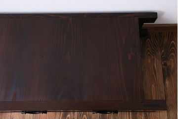 アンティーク家具　古民具・骨董 5杯引き出し　横長ローボード(2)(置き床、置床、水屋箪笥、テレビ台、キャビネット、収納棚)