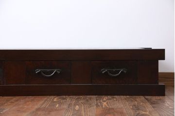 アンティーク家具　古民具・骨董 5杯引き出し　横長ローボード(2)(置き床、置床、水屋箪笥、テレビ台、キャビネット、収納棚)