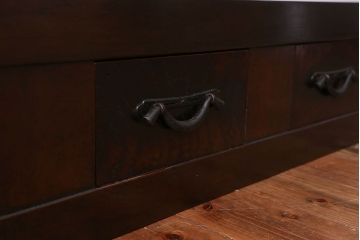 アンティーク家具　古民具・骨董 5杯引き出し　横長ローボード(2)(置き床、置床、水屋箪笥、テレビ台、キャビネット、収納棚)