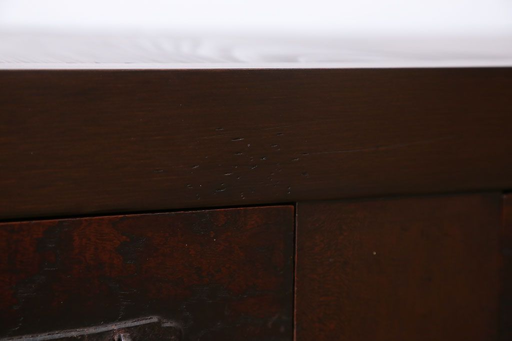 アンティーク家具　古民具・骨董 5杯引き出し　横長ローボード(2)(置き床、置床、水屋箪笥、テレビ台、キャビネット、収納棚)