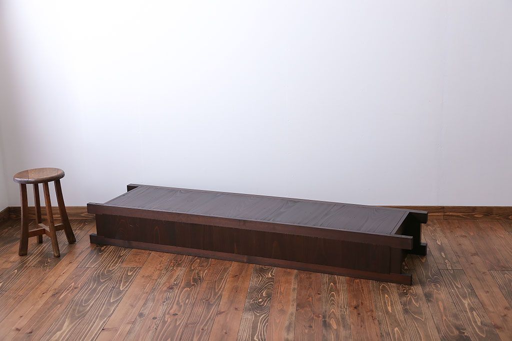 アンティーク家具　古民具・骨董 5杯引き出し　横長ローボード(2)(置き床、置床、水屋箪笥、テレビ台、キャビネット、収納棚)