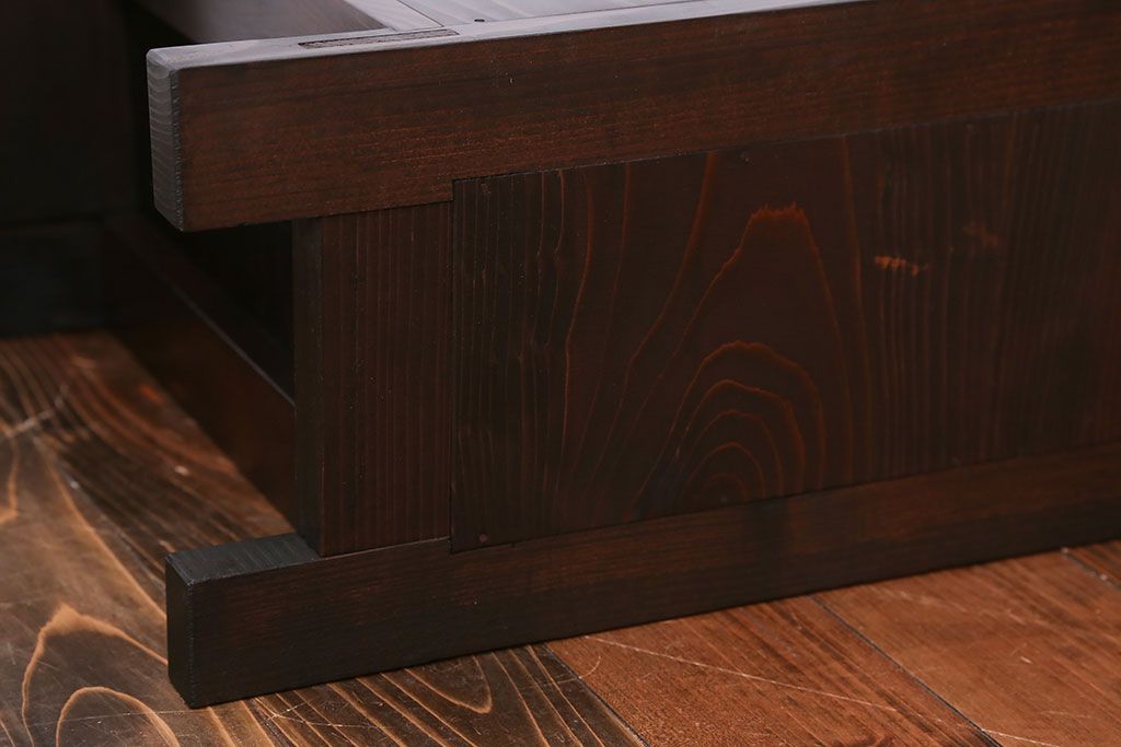 アンティーク家具　古民具・骨董 5杯引き出し　横長ローボード(2)(置き床、置床、水屋箪笥、テレビ台、キャビネット、収納棚)