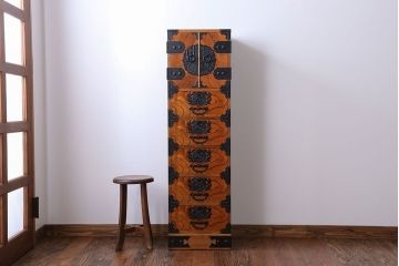 中古　民芸縦長引き出し