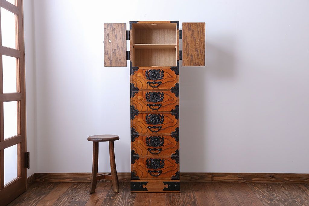 中古　民芸縦長引き出し