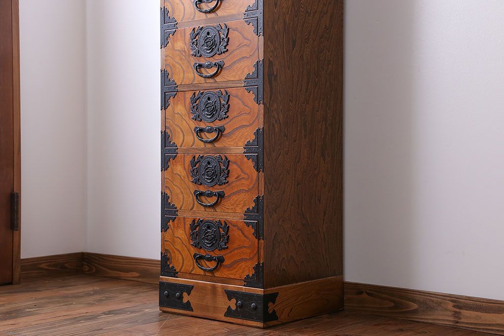 中古　民芸縦長引き出し