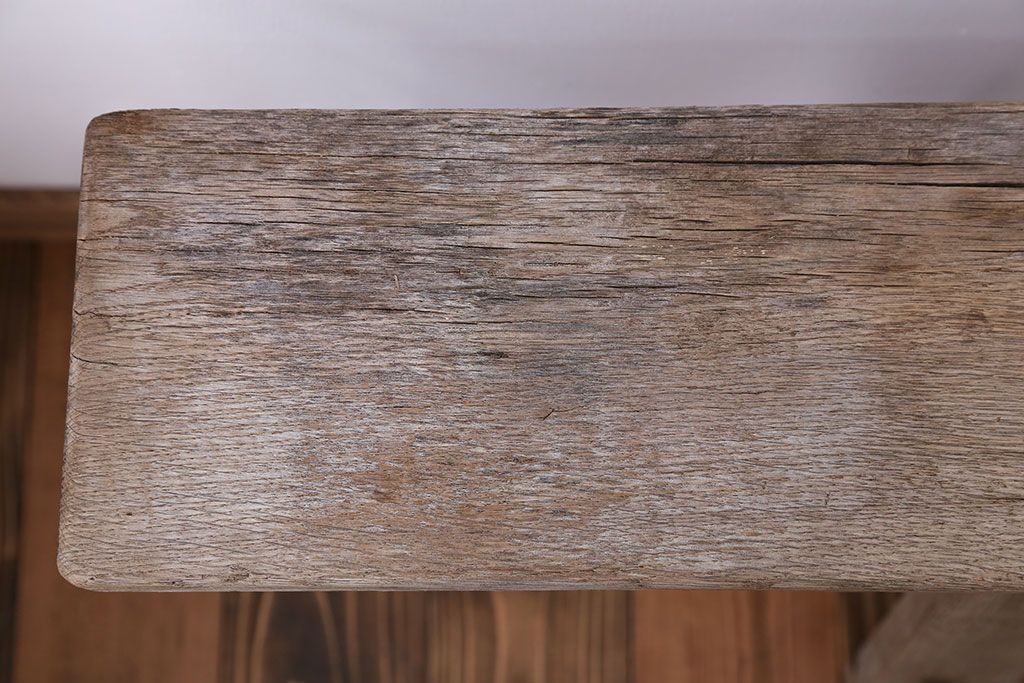 アンティーク家具　フランスアンティーク　オーク材のロングベンチ(1)(長椅子)