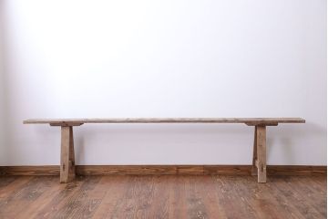 アンティーク家具　フランスアンティーク　オーク材のロングベンチ(2)(長椅子)
