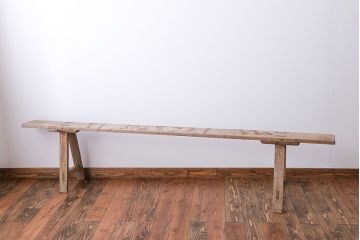 アンティーク家具　フランスアンティーク　オーク材のロングベンチ(2)(長椅子)