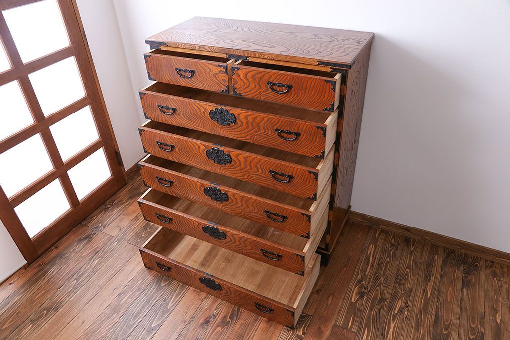 中古　木目の美しい民芸衣装箪笥